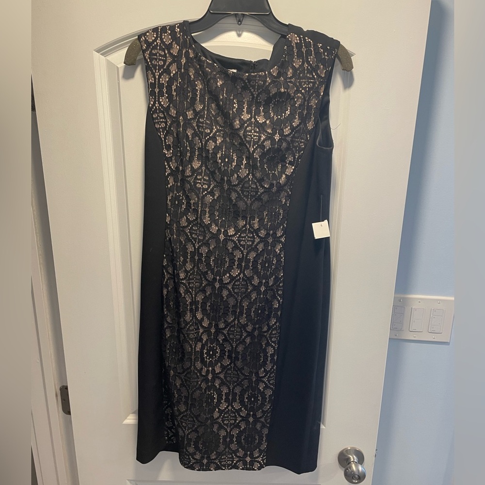Black/nude lace dress